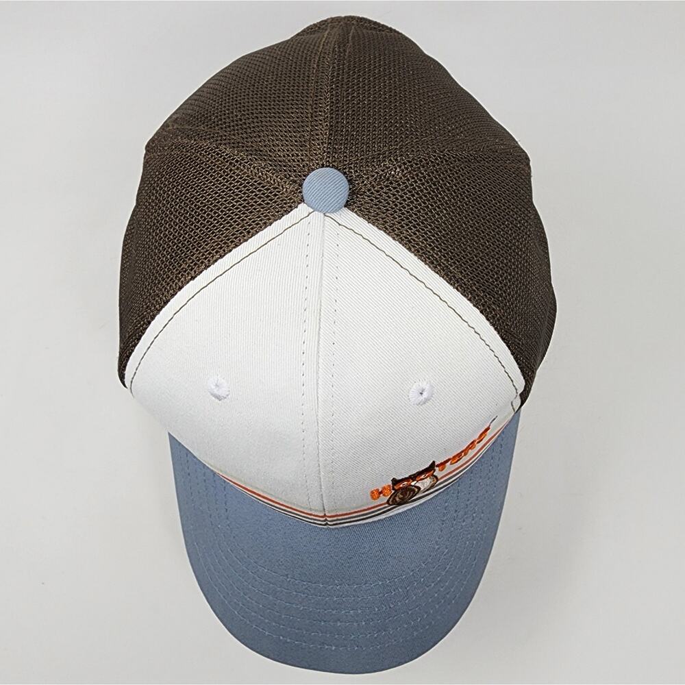 Hooters Rare Sample Hat Cap Unisex One Size Blue Brown Stripes Embroidered Owl - Picture 7 of 12